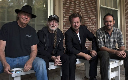 Farm Aid board members: Neil Young, Willie Nelson,  John Mellencamp and Dave Matthews