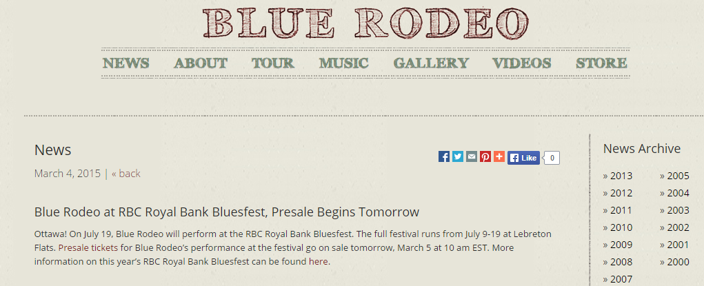 Blue Rodeo Bluesfest 2015