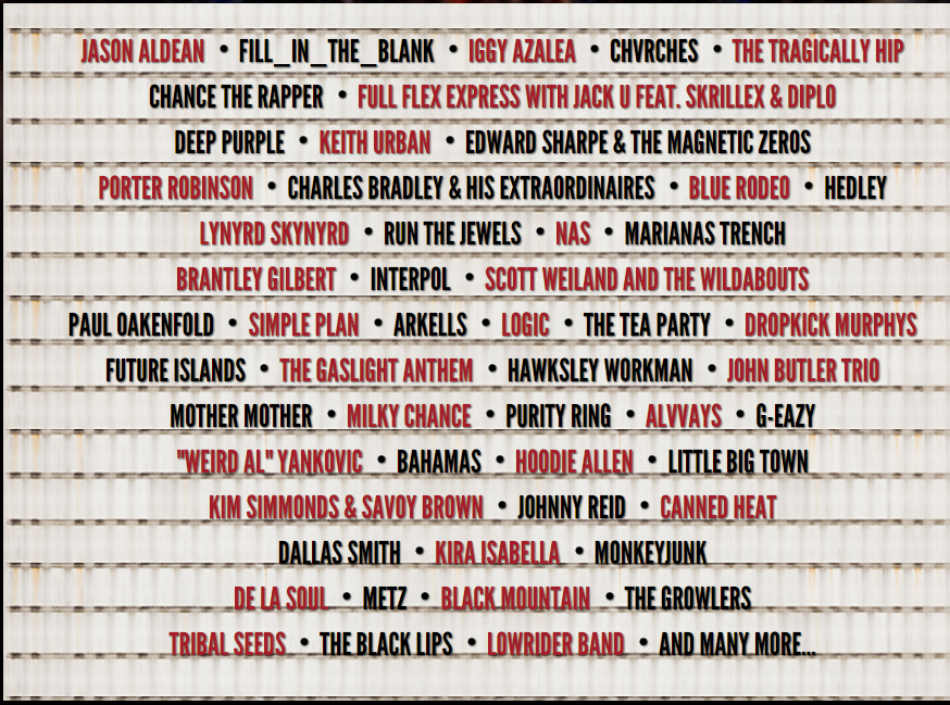 Ottawa Bluesfest 2015 Lineup