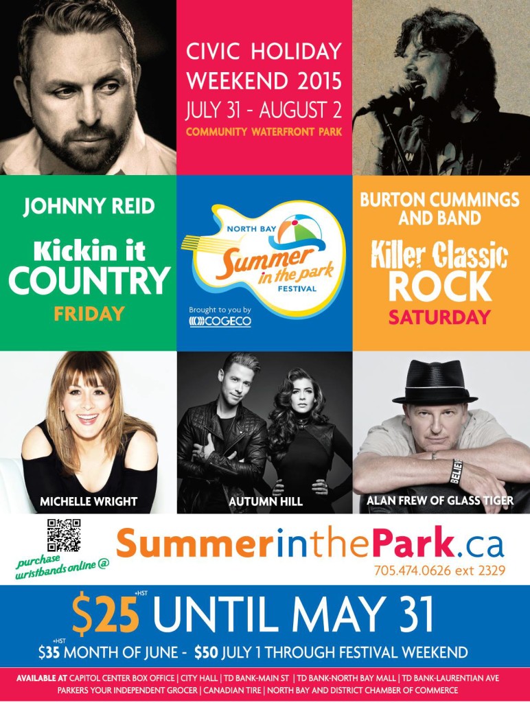North Bay's Summer in the Park 2015 Lineup
