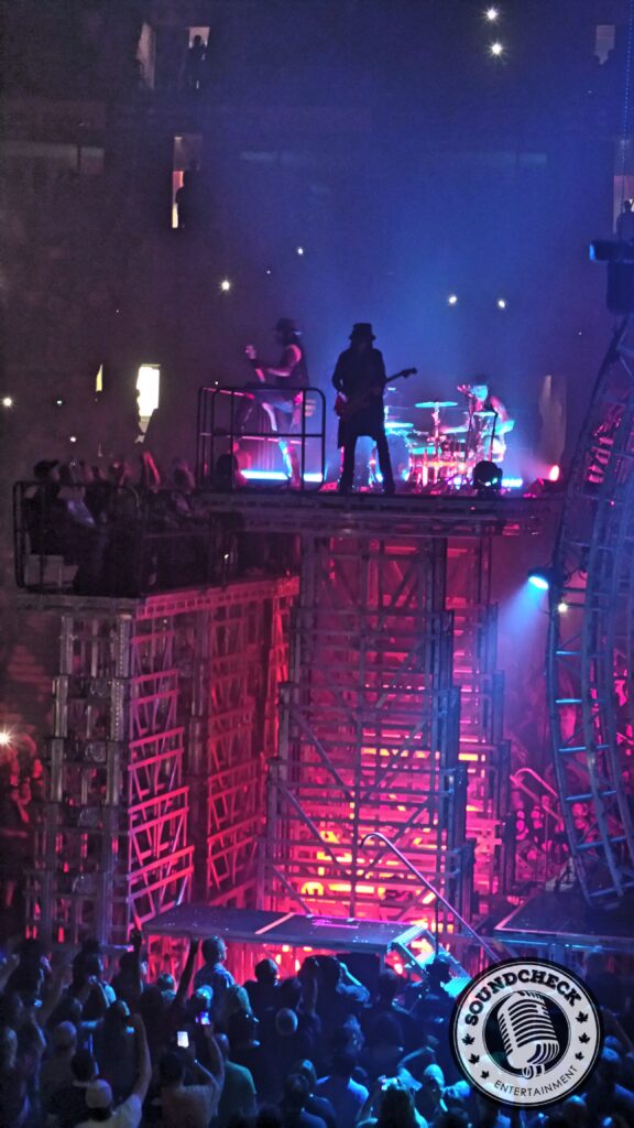 Motley Crue high above the crowd on the centre stage - photo by Hendrik Pape Sound Check Entertainment